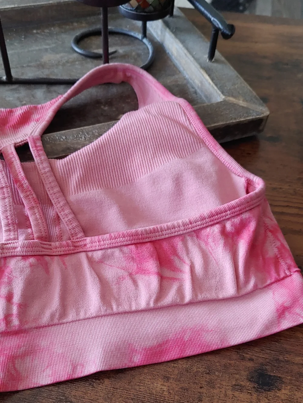 Pink Tye Dye MTA Pro XL Padded Wirefree Sexy Strappy Sports Bra